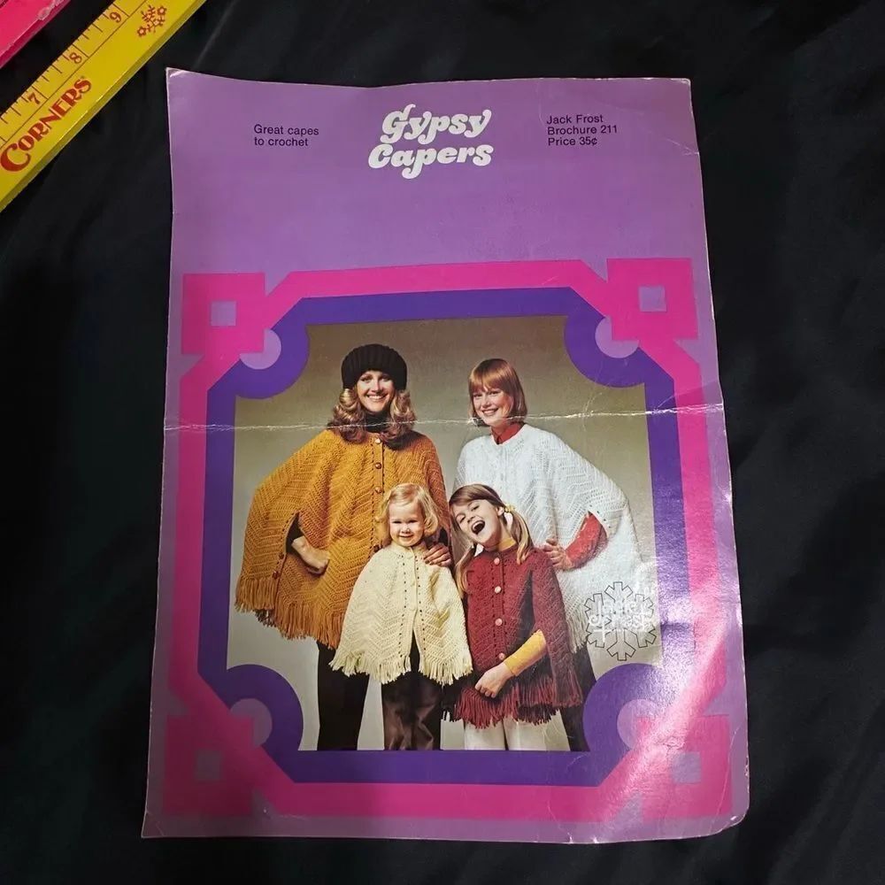 Vintage 1970s Jack Frost Crochet Cape and Hat Patterns -